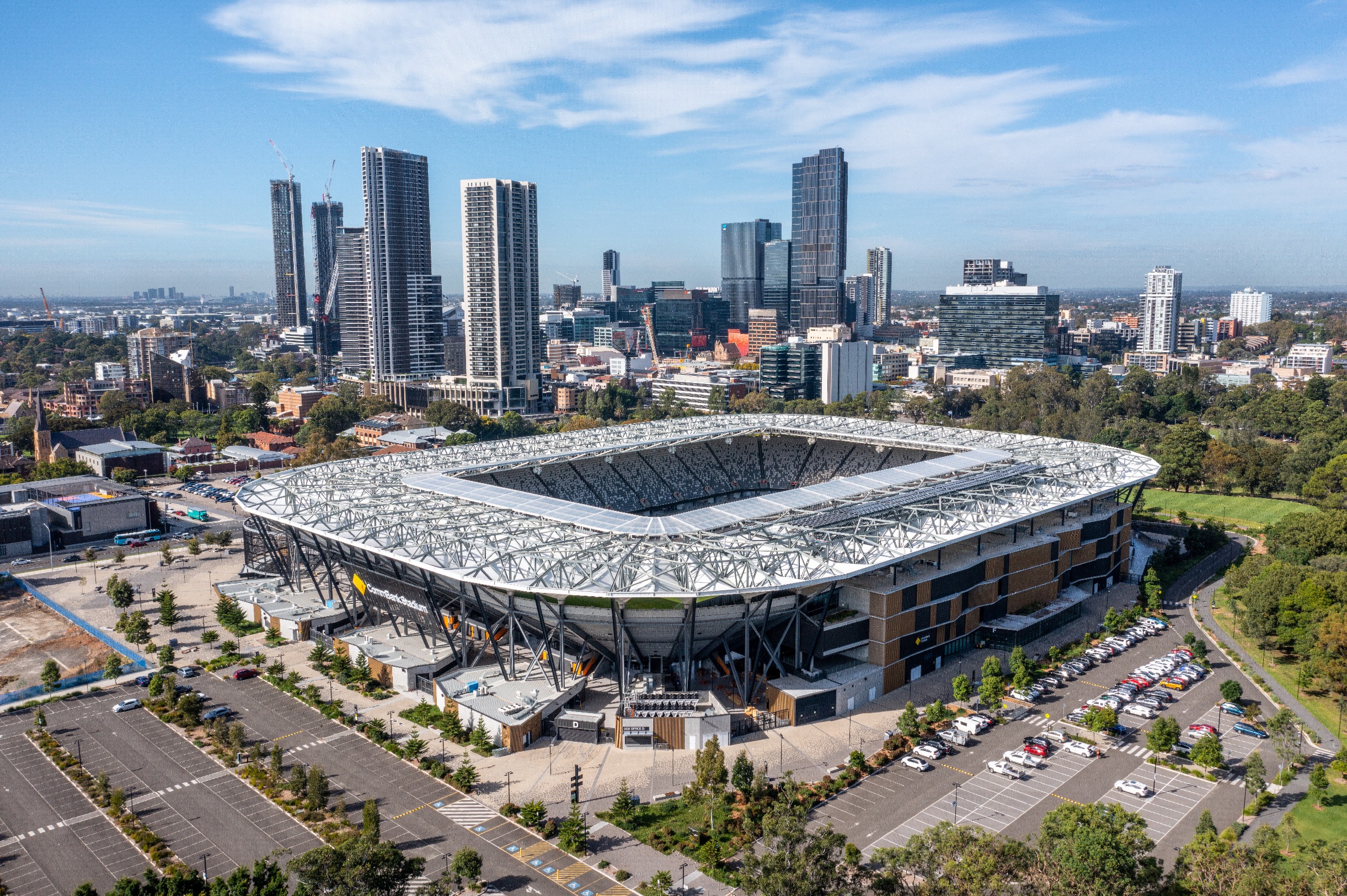 Commbank stadium drone view